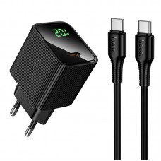 Сетевое зарядное устройство PD20W Type-C Hoco CS82A с кабелем и дисплеем