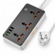 Мережевий фільтр 1.5 м, 3 розетки + 3хUSB + 1хType-C, 2500Вт, HOCO AC8A