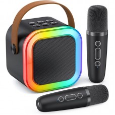 Бездротова колонка-караоке + 2 мікрофони, Bluetooth, від USB, K12, Чорний