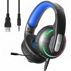 Игровые наушники с микрофоном 3,5 мм + USB, RGB LED, кабель 2 м, XO GE-09