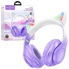 Бездротові навушники W42 Cat Ear фіолетові з мікрофоном