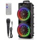 Портативна колонка з мікрофоном, Bluetooth, 20 Вт, 8.5”, RGB LED + пульт, TTD-2807