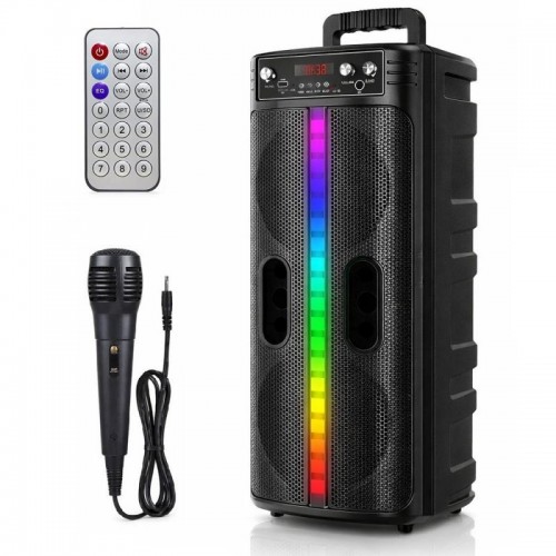 Портативна колонка з мікрофоном, Bluetooth, 20 Вт, 8.5”, RGB LED + пульт, TTD-2806