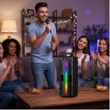 Портативна колонка з мікрофоном TTD-2806, Bluetooth, 20 Вт, 8.5 дюйма, RGB LED та пультом керування