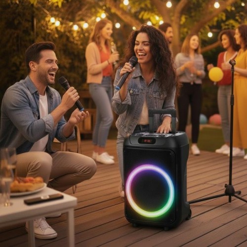 Портативна колонка з 2 мікрофонами та пультом, Bluetooth, 40 Вт, 12, RGB, TTD-1209