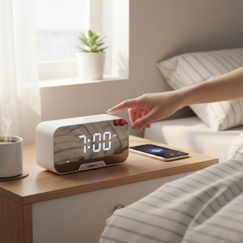 Bluetooth колонка-годинник з FM радіо будильником 3Вт 1400mAh, K10, Білий Bluetooth колонка-годинник з FM радіо будильником 3Вт 1400mAh, K10, Білий