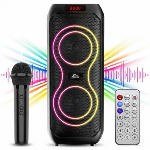 Портативна колонка Bluetooth, 40Вт, 2х8, RGB LED + мікрофон та пульт, ZQS8255