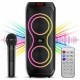 Портативна колонка Bluetooth, 40Вт, 2х8, RGB LED + мікрофон та пульт, ZQS8255