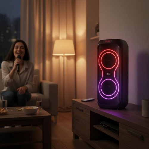 Портативная колонка Bluetooth, 40Вт, 2х8, RGB LED + микрофон и пульт, ZQS8255 Портативная колонка Bluetooth, 40Вт, 2х8, RGB LED + микрофон и пульт, ZQS8255