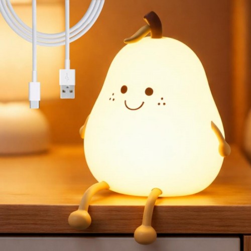 Детский силиконовый ночник Груша, USB, 13х11.6х11.3 см