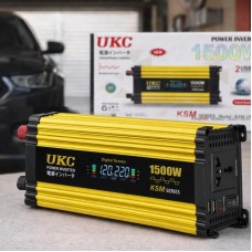 Автомобільний інвертор Жовтий / Перетворювач напруги з 12-220V, 1500Вт, 2хUSB