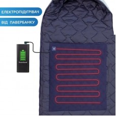Зимовий спальний мішок з підігрівом USB 215*65, теплий спальник одеяла з підігрівом до -30 синій