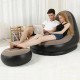 Надувной диван с пуфом Air Sofa / Надувное велюровое кресло с пуфиком+насос Бежевый