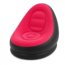 Надувний диван з пуфом Air Sofa / Надувне велюрове крісло з пуфом+насос Рожевий