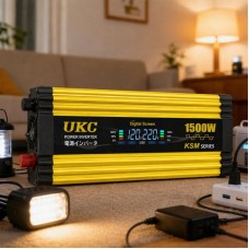 Автомобільний інвертор Жовтий / Перетворювач напруги з 12-220V, 1500Вт, 2хUSB