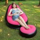 Надувний диван з пуфом Air Sofa / Надувне велюрове крісло з пуфом+насос Рожевий