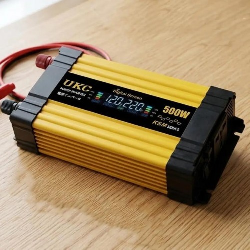 Автомобільний інвертор Жовтий / Перетворювач напруги з 12-220V, 500Вт, 2хUSB Автомобільний інвертор Жовтий / Перетворювач напруги з 12-220V, 500Вт, 2хUSB