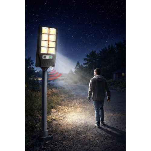 Вуличний ліхтар на стовп Solar sensor light BK-120-8COB-B з датчиком руху та сонячною панеллю