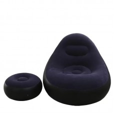 Надувний диван з пуфом Air Sofa / Надувне велюрове крісло з пуфом+насос Фіолетовий