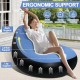 Надувний диван з пуфом Air Sofa / Надувне велюрове крісло з пуфом+насос Блакитний