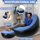 Надувний диван з пуфом Air Sofa / Надувне велюрове крісло з пуфом+насос Блакитний