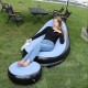 Надувний диван з пуфом Air Sofa / Надувне велюрове крісло з пуфом+насос Блакитний