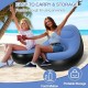 Надувний диван з пуфом Air Sofa / Надувне велюрове крісло з пуфом+насос Блакитний