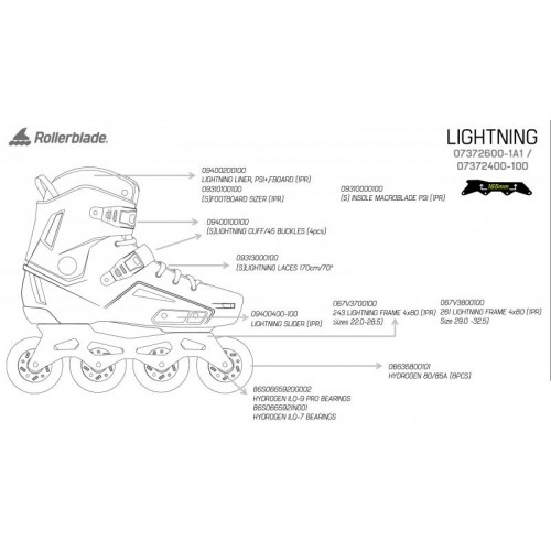 Фрискейт ролики Rollerblade Lightning black-lime 42-42.5