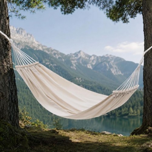 Гамак туристический двухместный 200 x 80 см Молочный / Подвесное кресло-гамак садовый Гамак туристический двухместный 200 x 80 см Молочный / Подвесное кресло-гамак садовый