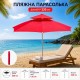 Червона Садова парасолька з подвійним куполом 220см / Пляжна двоярусна парасолька з регульованою висотою