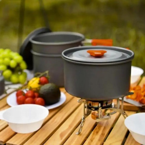 Набор посуды для кемпинга 22 предметов с горелкой / Набор посуды для туризма с газовой плитой Набор посуды для кемпинга 22 предметов с горелкой / Набор посуды для туризма с газовой плитой