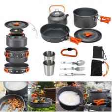 Набір туристичного посуду Camping cooking зі столовими приладами 10 в 1 / Набір посуду для походу, пікніка та риболовлі