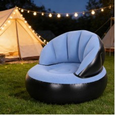 Надувне крісло AIR SOFA / Надувне велюрове крісло 80×80×67см Блакитний