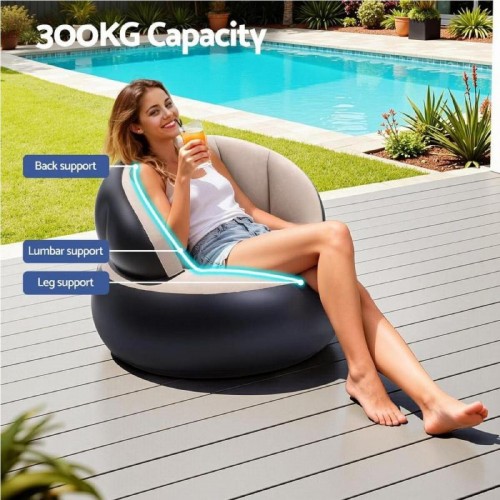 Надувное кресло AIR SOFA  / Надувное велюровое кресло 80×80×67см Бежевый