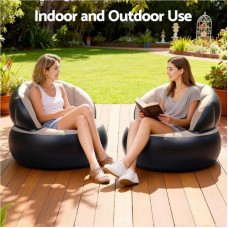 Надувне крісло AIR SOFA / Надувне велюрове крісло 80×80×67см Бежевий
