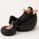 Надувной диван с пуфом Air Sofa / Надувное велюровое кресло с пуфиком+насос Черный