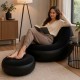 Надувной диван с пуфом Air Sofa / Надувное велюровое кресло с пуфиком+насос Черный