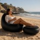 Надувной диван с пуфом Air Sofa / Надувное велюровое кресло с пуфиком+насос Черный