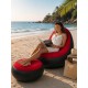 Надувной диван с пуфом Air Sofa / Надувное велюровое кресло с пуфиком+насос Красный