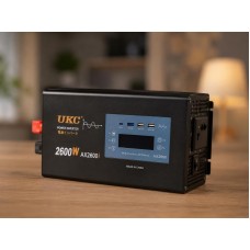 Перетворювач AC/DC 2600W AX Sine з чистим синусом / Перетворювач напруги з чистим синусом, дисплеєм та виходами: 3 x USB, 1 x Type-C / Інвертор автомобільний
