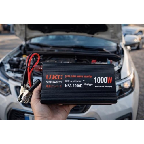 Перетворювач напруги 12V-220V UKC 1000 Вт з чистою синусоїдою / автомобільний інвертор 12 В 220 В з цифровим дисплеєм та USB виходом Перетворювач напруги 12V-220V UKC 1000 Вт з чистою синусоїдою / автомобільний інвертор 12 В 220 В з цифровим дисплеєм та USB виходом