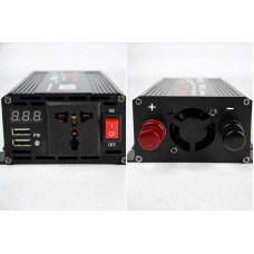 Перетворювач напруги 12V-220V UKC 1000 Вт з чистою синусоїдою / автомобільний інвертор 12 В 220 В з цифровим дисплеєм та USB виходом