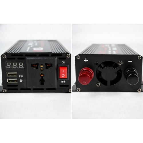 Перетворювач напруги 12V-220V UKC 1000 Вт з чистою синусоїдою / автомобільний інвертор 12 В 220 В з цифровим дисплеєм та USB виходом Перетворювач напруги 12V-220V UKC 1000 Вт з чистою синусоїдою / автомобільний інвертор 12 В 220 В з цифровим дисплеєм та USB виходом