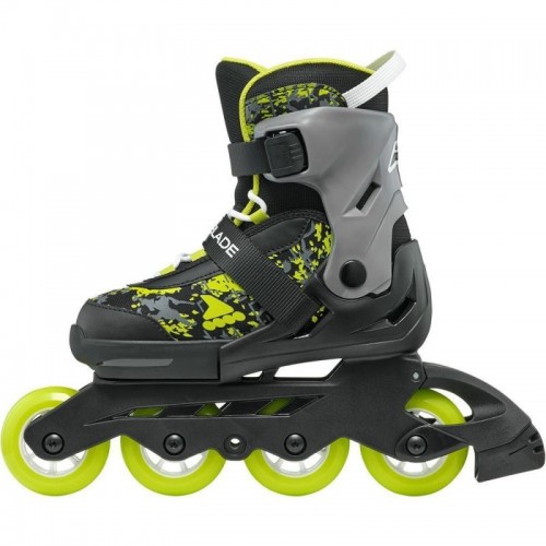 Раздвижные детские ролики Rollerblade Microblade SL размер 28-32 черно-салатовые