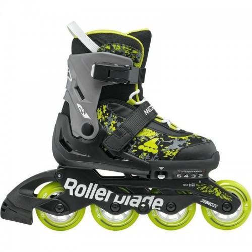 Раздвижные детские ролики Rollerblade Microblade SL размер 28-32 черно-салатовые