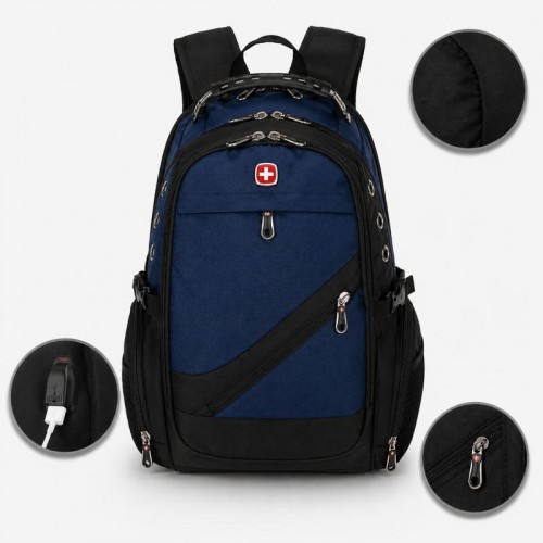 Рюкзак, швейцарский рюкзак, SwissGear 8810, туристический рюкзак, рюкзак для ноутбука Синий Рюкзак, швейцарский рюкзак, SwissGear 8810, туристический рюкзак, рюкзак для ноутбука Синий