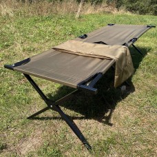 Армійська розкладачка НАТО Посилена до 250 кг (196×65×47), Хакі + Подушка